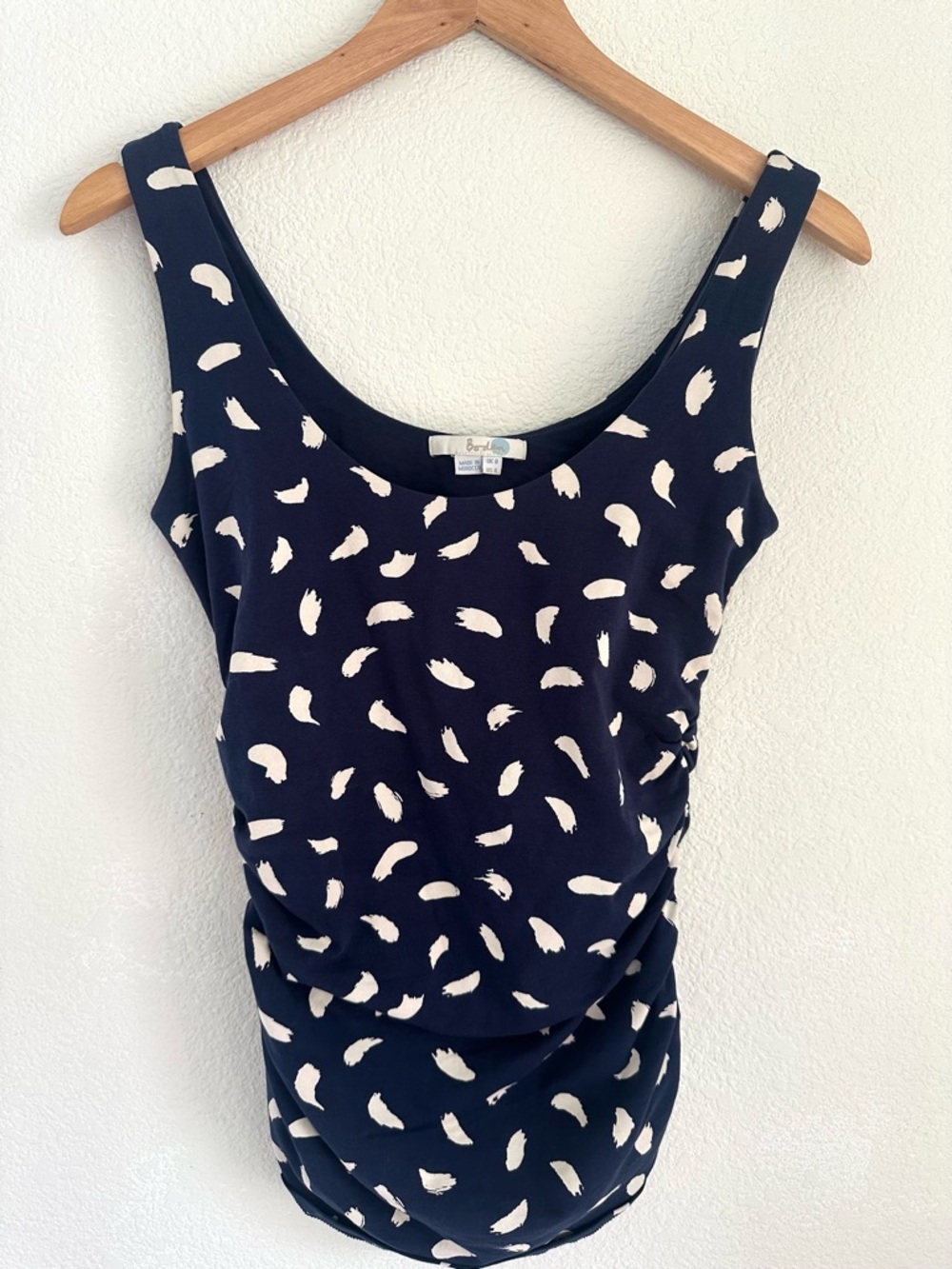 Boden Navy & Cream Print Ruched Tank Top Size US 4 UK 8